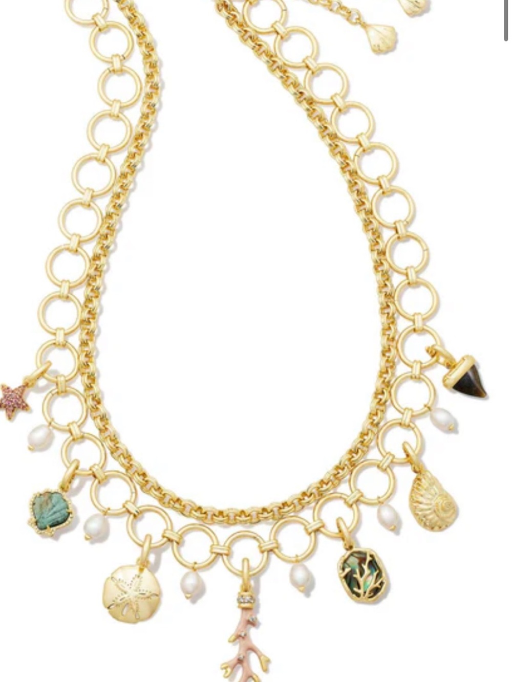 Kendra Scott Brynne Gold-Tone Sea Charm Necklace with Green and Pink Accents